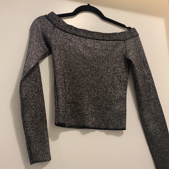 Super down off shoulder silver long sleeve top - Picture 4 of 4